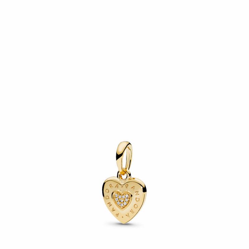 Pandora Shine™ Signature Heart Pendant Gold Egypt OQ4698315